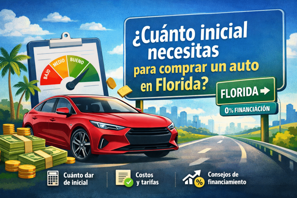 Cuánto debo dar de inicial para comprar un auto en Florida